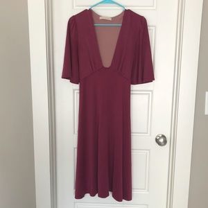 Cranberry & Mauve Deep V Dress